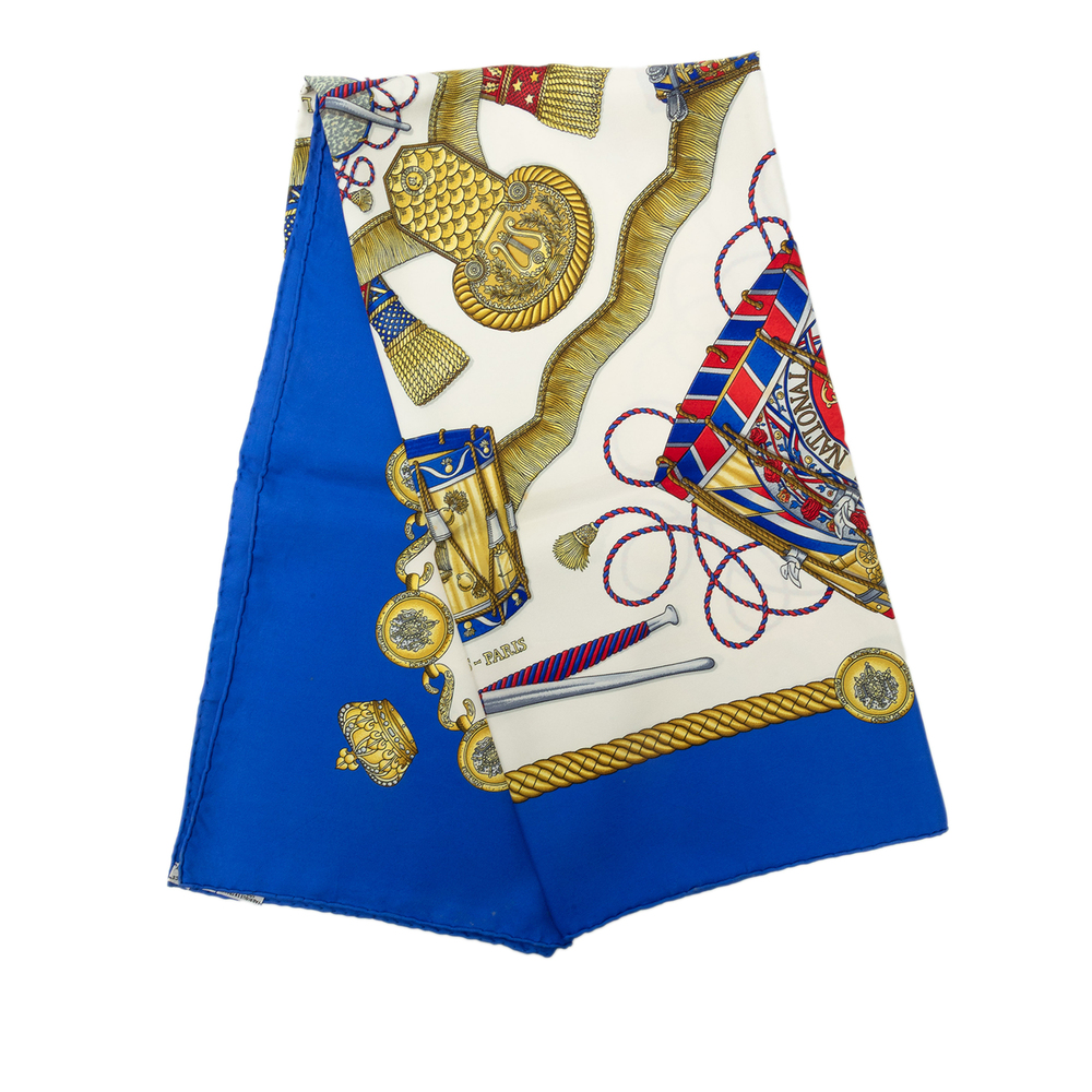 Pre-Loved Hermes Les Tambours Silk Scarf 90